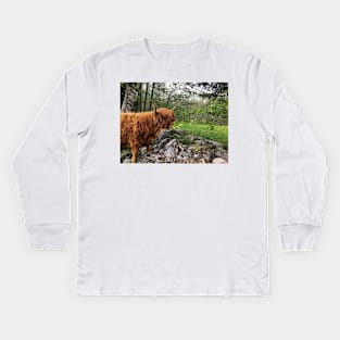 Scottish Highland Cattle Cow 2402 Kids Long Sleeve T-Shirt